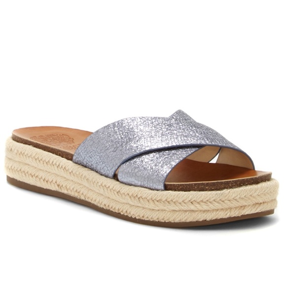 Vince Camuto Blue Espadrille Platform Slide Sandal - Picture 2 of 9